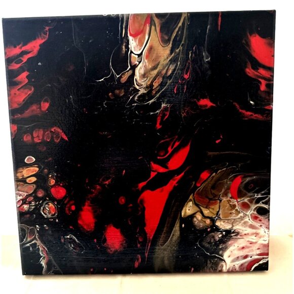 Original Acrylic Art Pour Painting, Hand-poured on Canvas 12x12 Gloss Finish - Picture 4 of 5